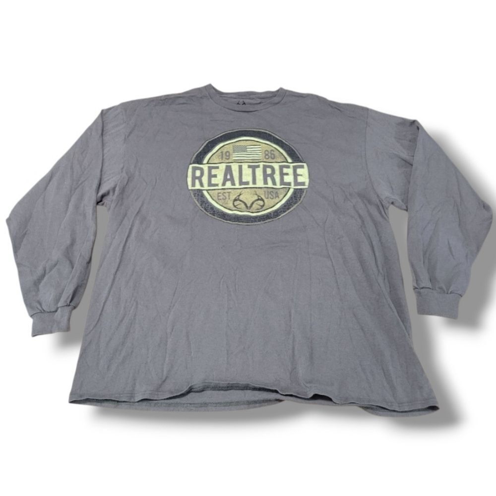 Realtree Shirt Size XXL Realtree Long Sleeve T-Shirt USA Flag Graphic Print Tee